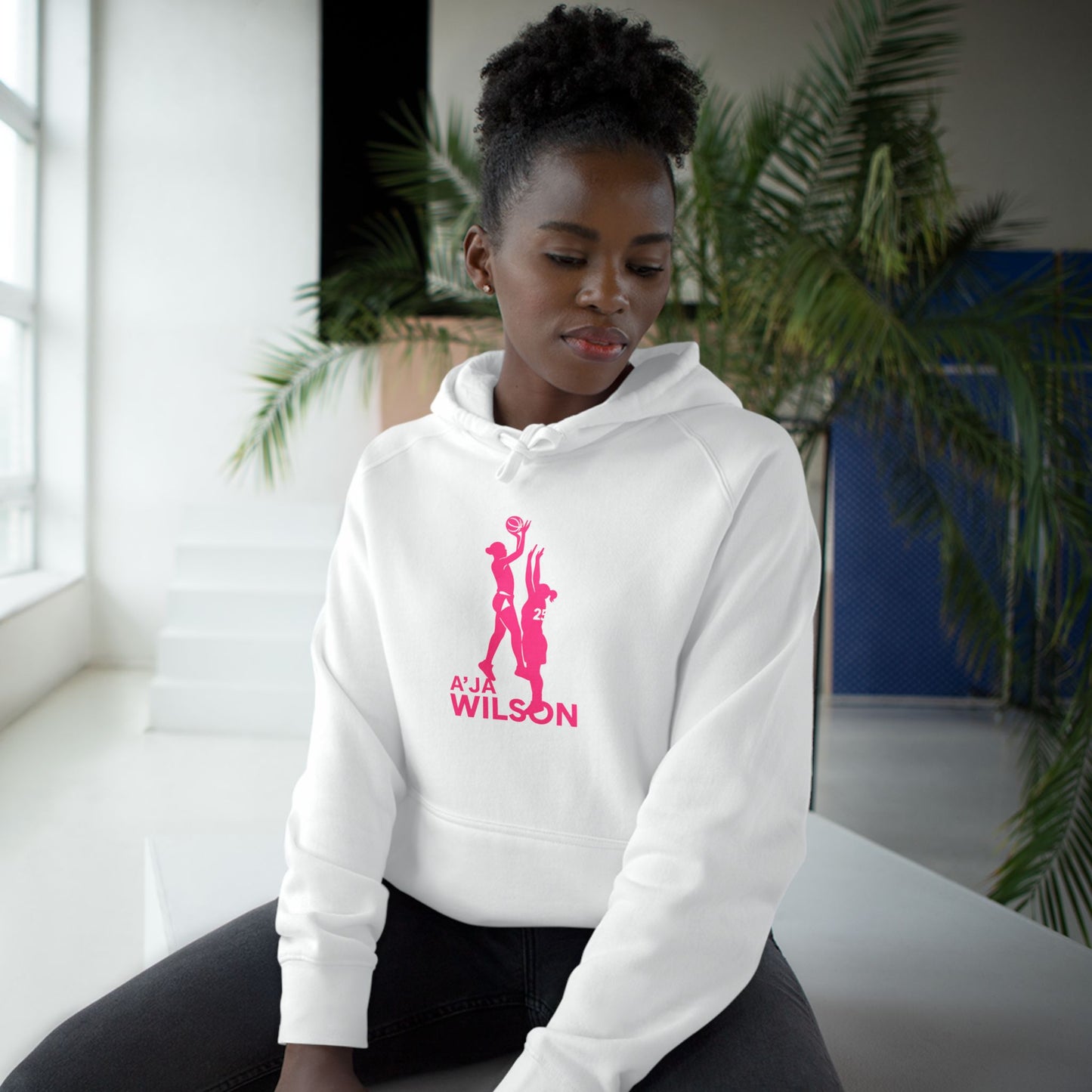 A'ja Wilson Silhouette Hoodie - Pink Logo Pullover