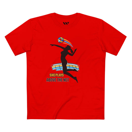 "She Plays Above The Net" Women's Volleyball Graphic Shirt -WREPPED