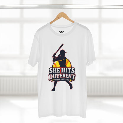 She Hits Different Women's Softball Tee - WREPPED