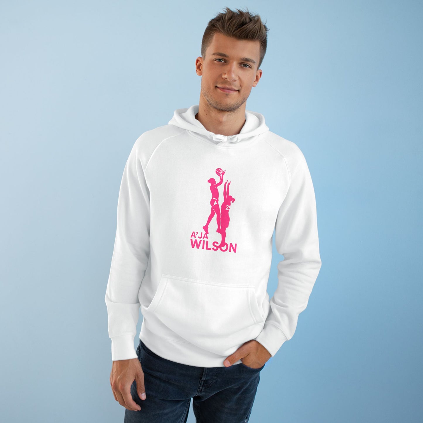A'ja Wilson Silhouette Hoodie - Pink Logo Pullover
