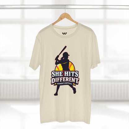 She Hits Different Women's Softball Tee - WREPPED