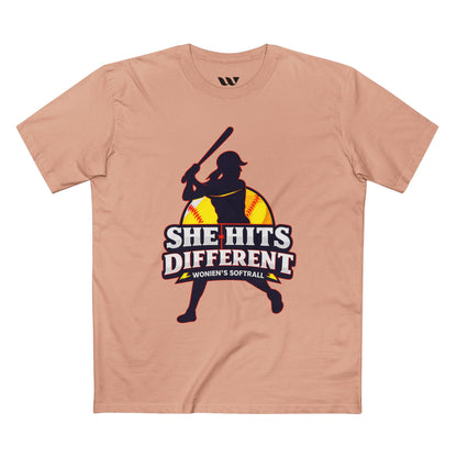 She Hits Different Women's Softball Tee - WREPPED