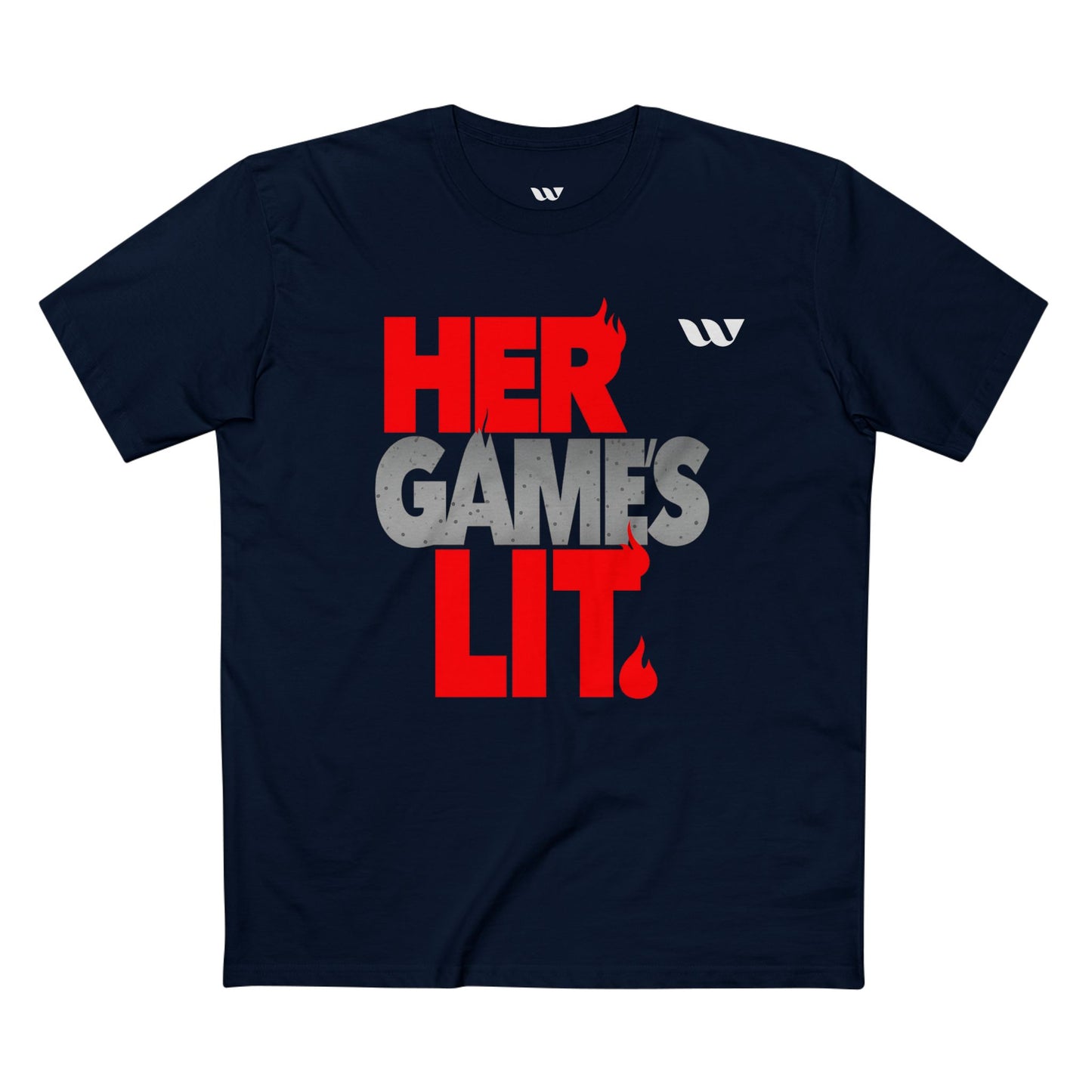 Her Game's Lit T-Shirt — WREPPED Bold Red & Gray Graphic Tee for Gamers