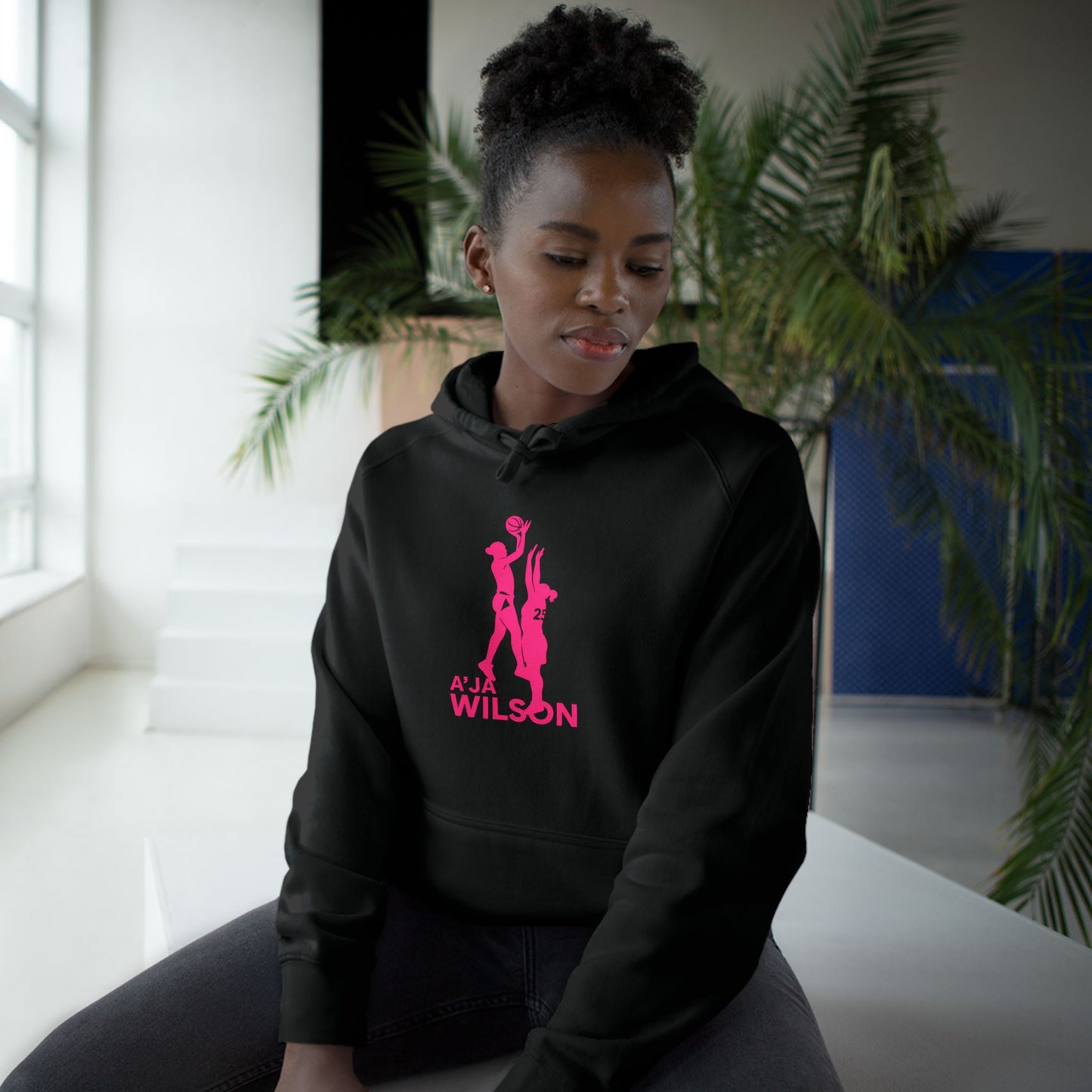 A'ja Wilson Silhouette Hoodie - Pink Logo Pullover