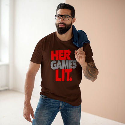 Her Game's Lit T-Shirt — WREPPED Bold Red & Gray Graphic Tee for Gamers