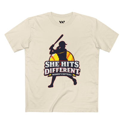 She Hits Different Women's Softball Tee - WREPPED