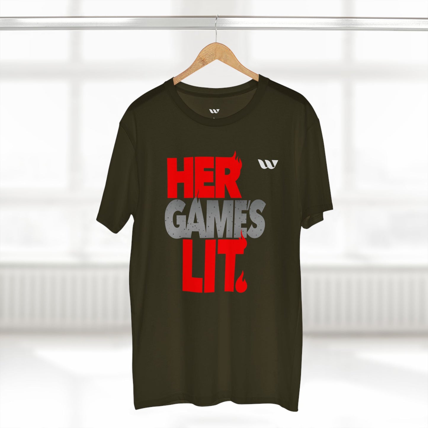 Her Game's Lit T-Shirt — WREPPED Bold Red & Gray Graphic Tee for Gamers